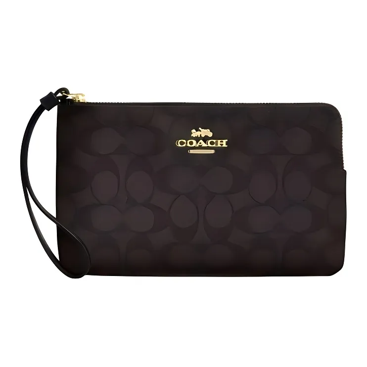COACH Клатч из искусственной кожи большой женский цвет ореховый и черный