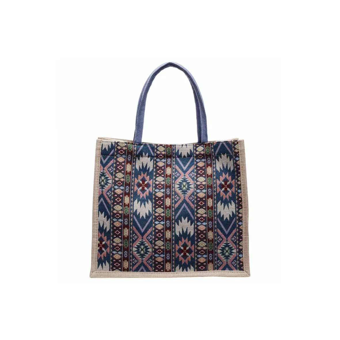 Boniu Linen Tote Shoulder Bag Women's Blue