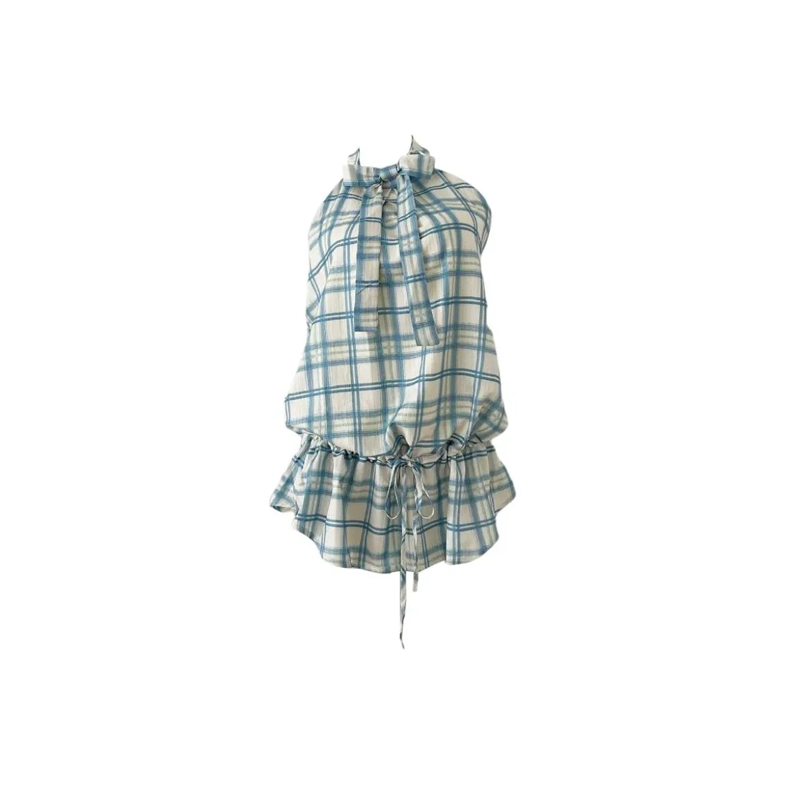 VKXOW Халтер Клетчатый Платье Женские Платья без рукавов