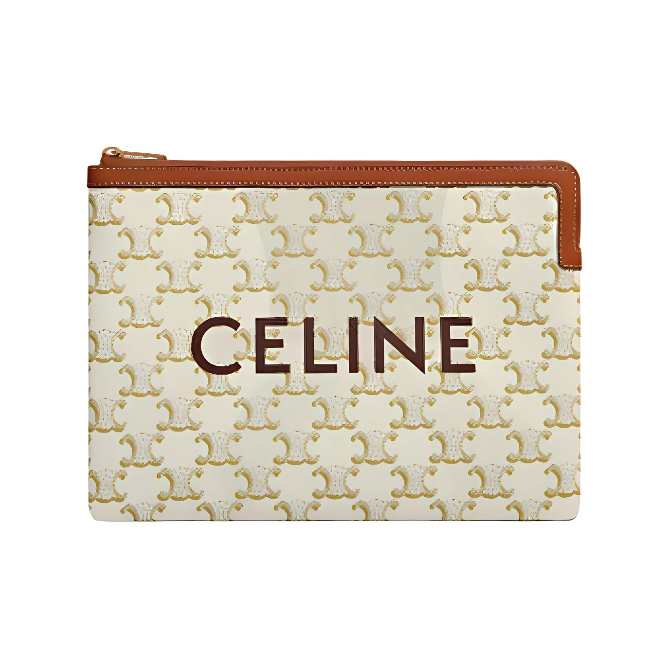 CELINE Triomphe Sheepskin Wallets Clutches Small Size Women's Candy Color/White