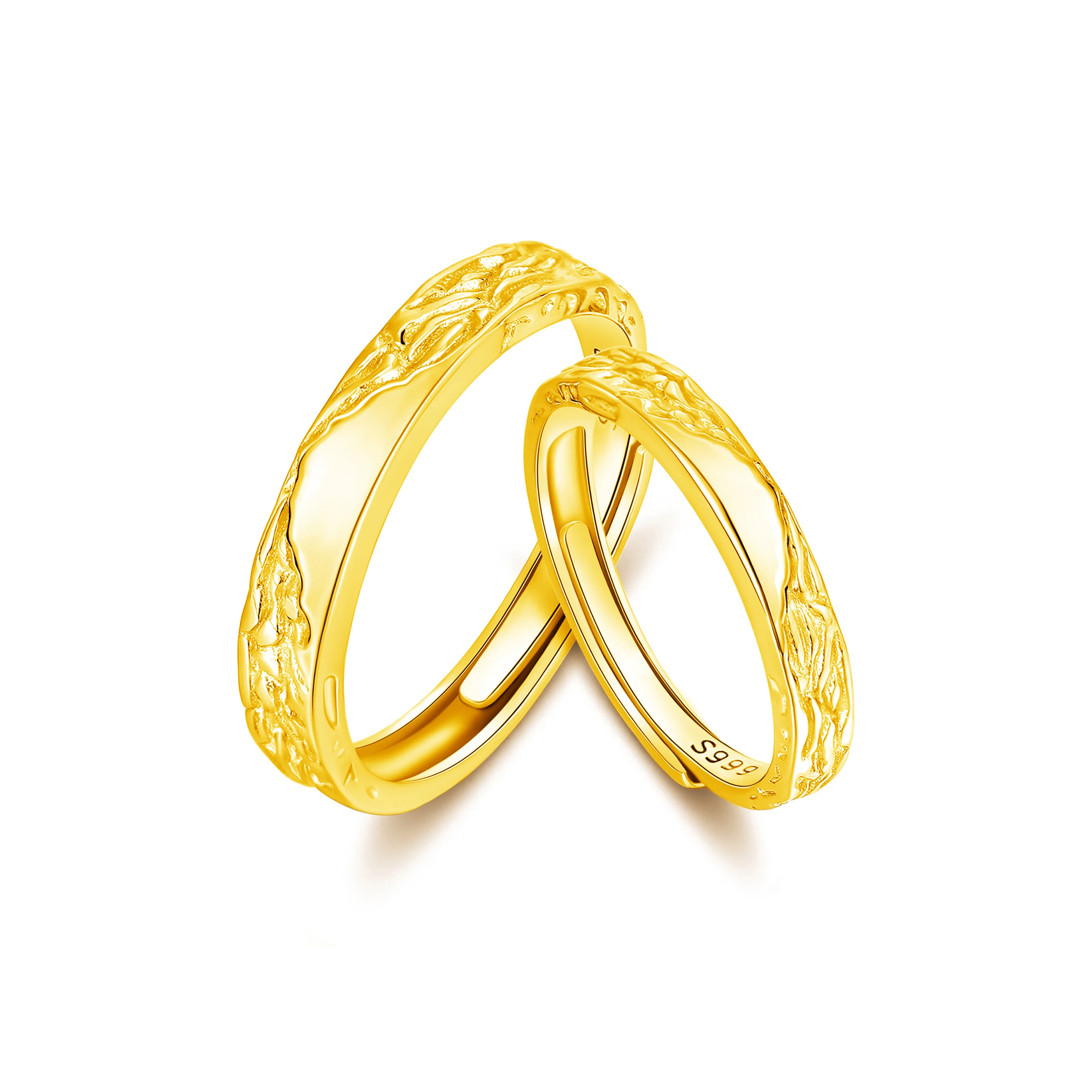 ZSY Sterling Silver Couple Rings Unisex Gold