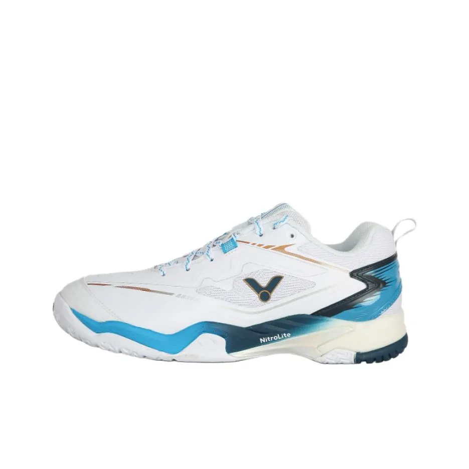 VICTOR Износостойкая и Легкая Низкая Обувь для Бадминтона Мужская Белая и Синяя