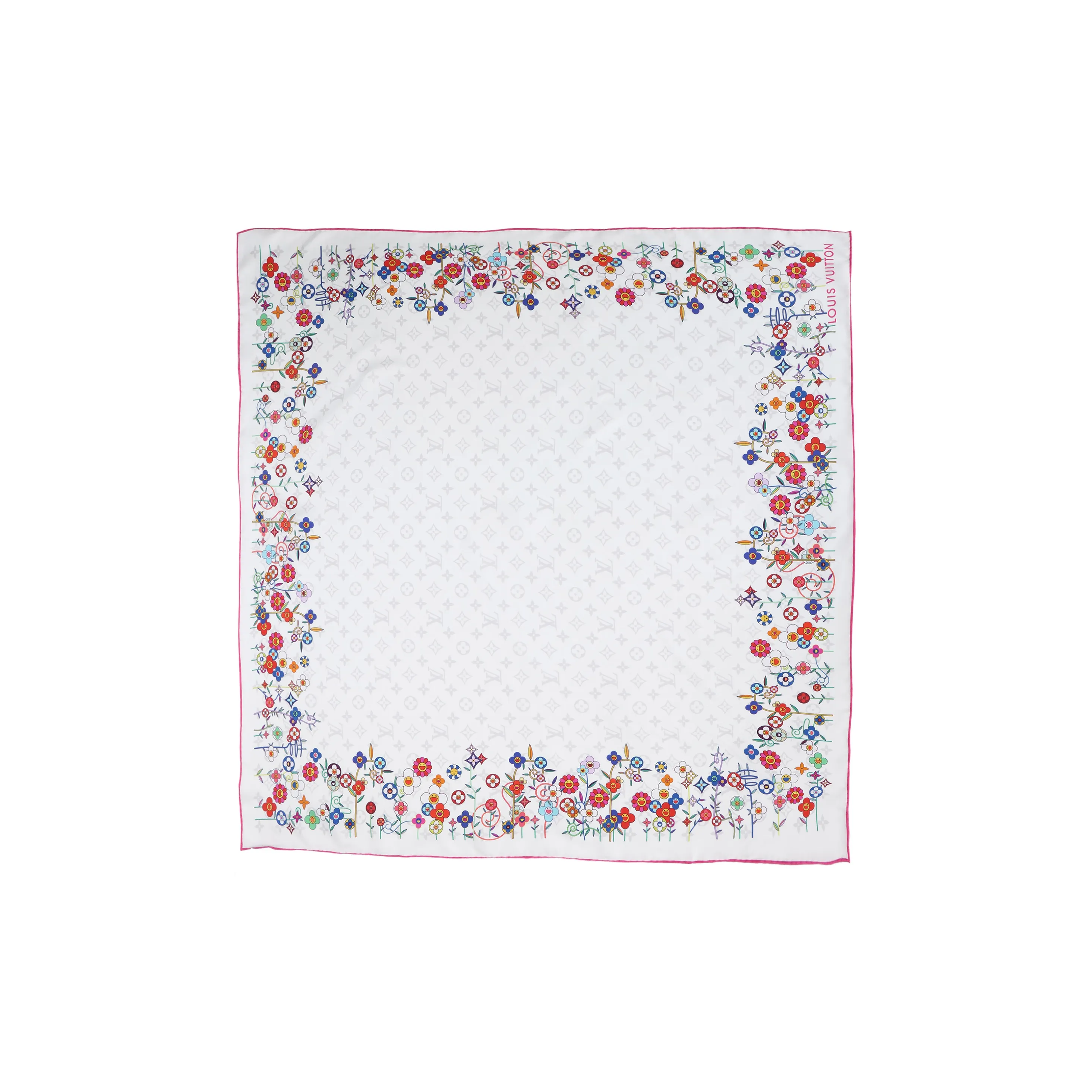 LOUIS VUITTON X Takashi Murakami Monogram Superflat Flowers Square 90