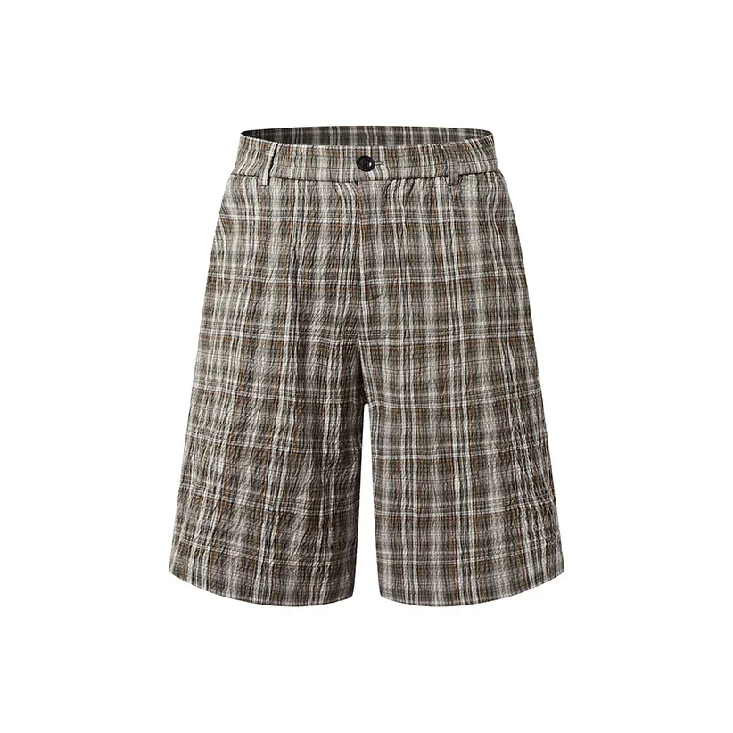 DIMC Серо-зеленые клетчатые унисекс повседневные шорты