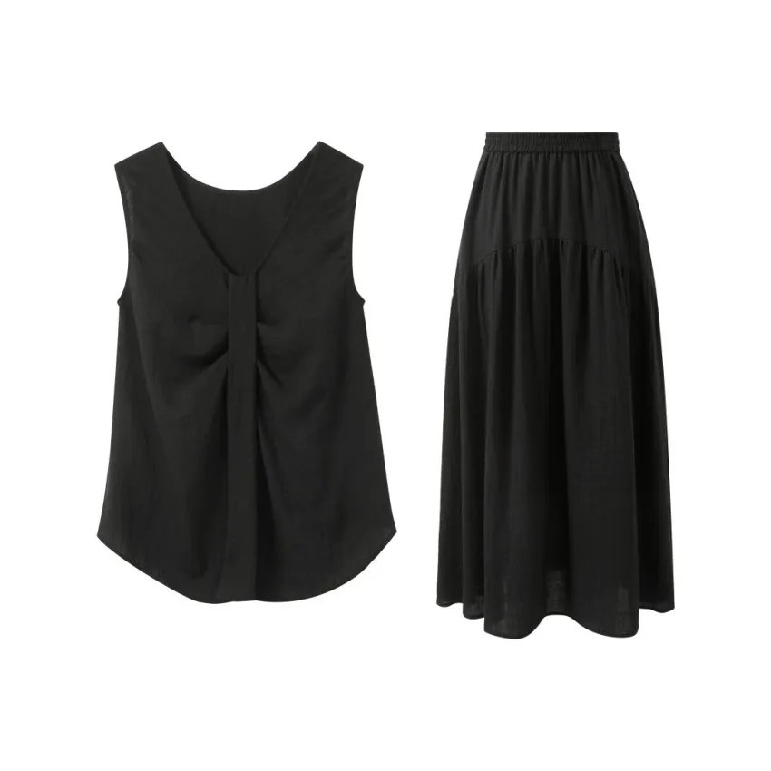 3COLOUR Одежда Наборы Классический черный Топ+юбка Женские Комплекты с юбкой