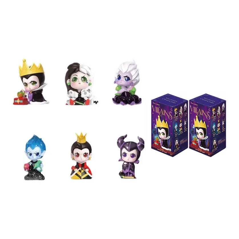 Минисо X Disney Villain Рожденный Unrestrained Слепые коробки Один Mystery Коробка Целая коробка 6 шт