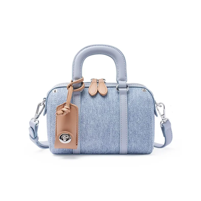 Old Man's Head Fabric One Shoulder Small Bag Crossbody Bag Handbag Regular Women's Denim Blue