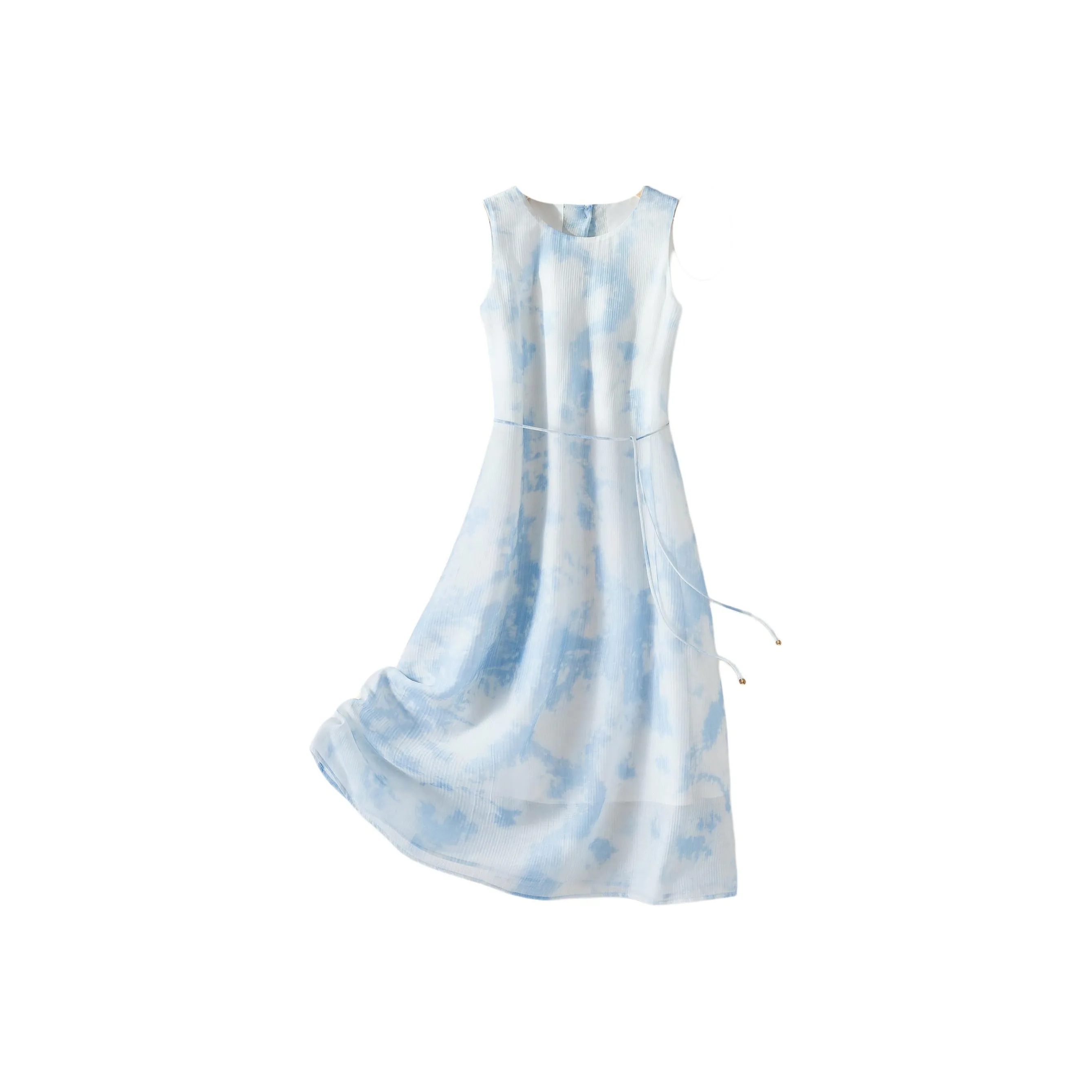 IHIMI Смешанное синее женское платье без рукавов