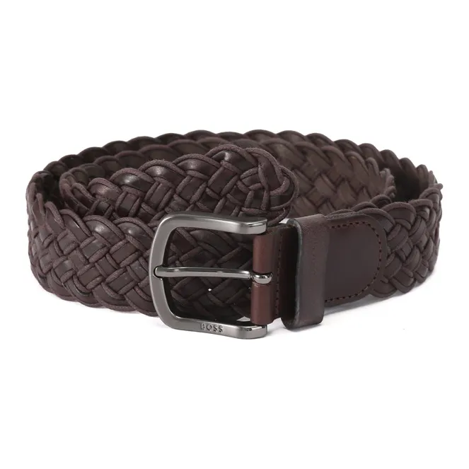 Hugo Boss Ремни из коровьей кожи Мужской Темно-коричневый 3,5 см