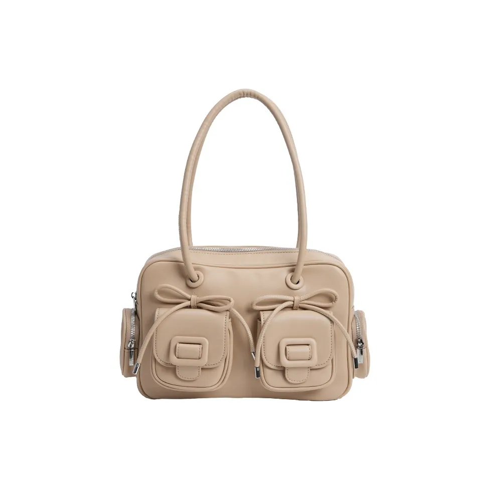 MERIMIES ПУ (полиуретан) Bowling Bag Сумка через плечо Сумка Большая Женская Молочно-чайный Коричневый