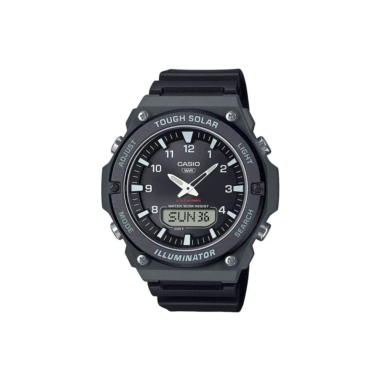 CASIO Standard Series Солнечный Кварцевый Механизм Резиновый Ремешок Часы Мужские Черный Циферблат