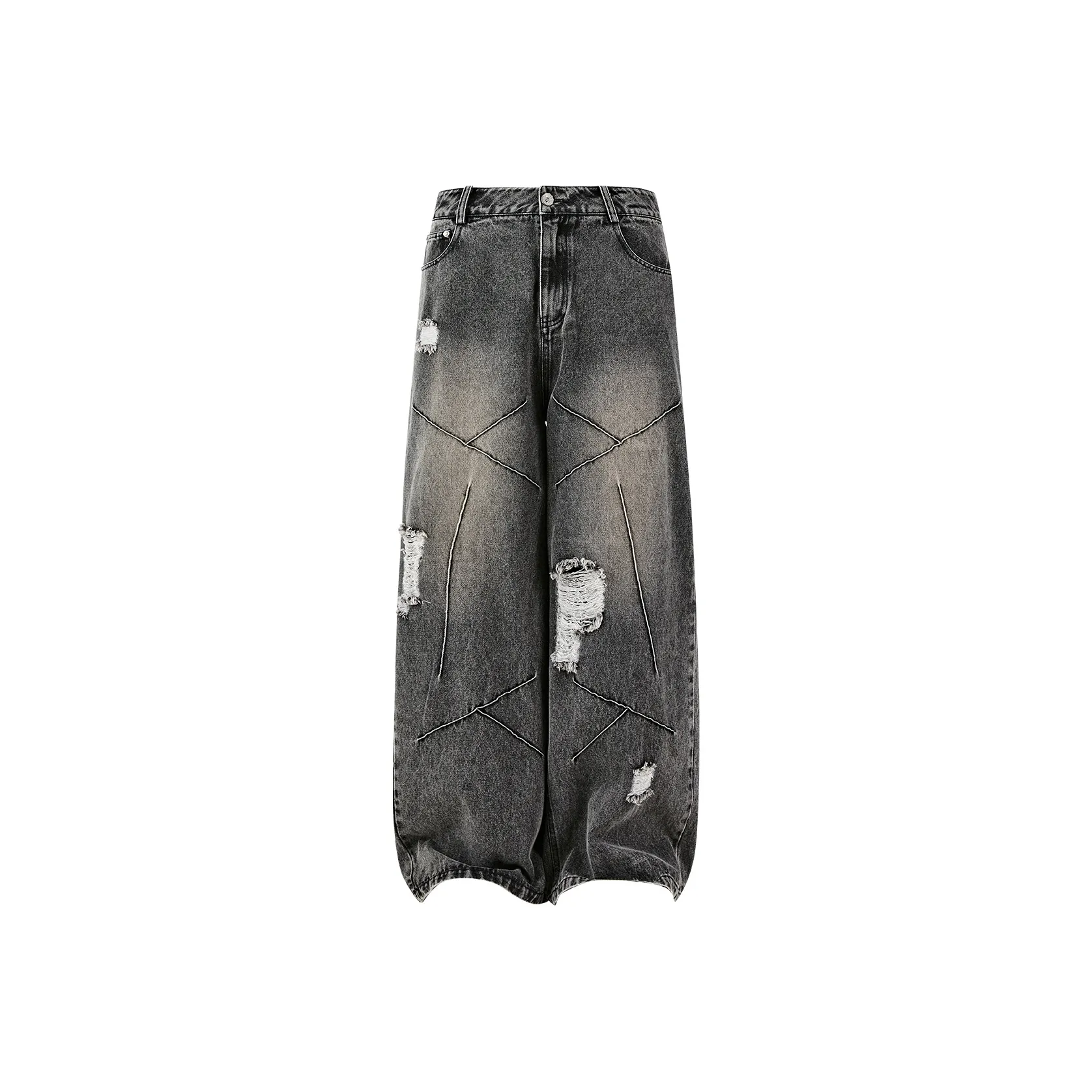 PASET Черно-серый цвет унисекс джинсы