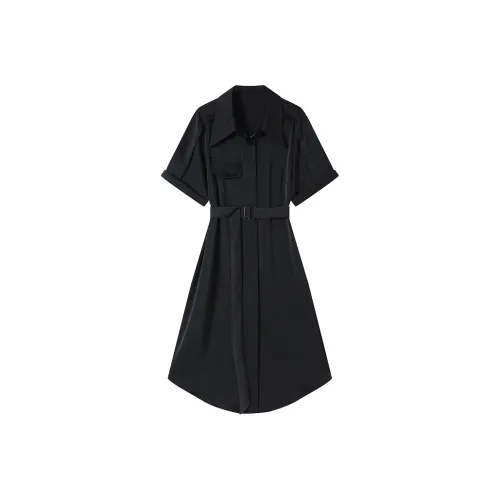X MOOM Black Женские Короткие Платья с Рукавами