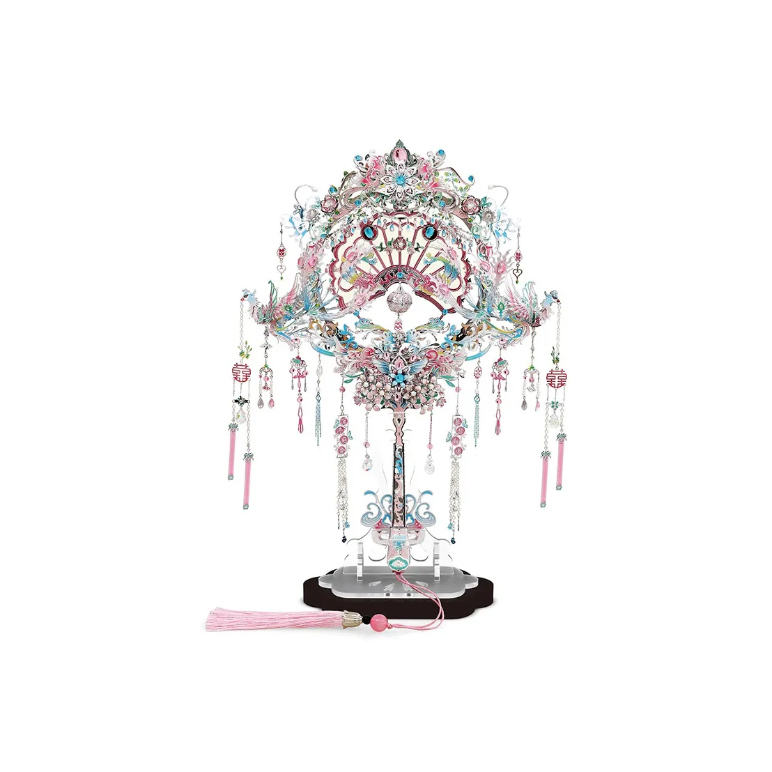 IRON STAR Серебристый Розовый Коллекция Новый Китайский стиль Круглый Веер Серебряный Феникс Корона Серебряный Радость Веер Головоломки 17,5*13*23 см