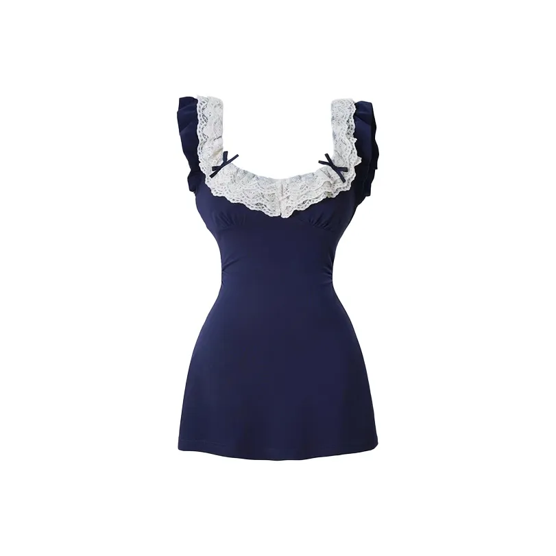 NFV Темно-синий Женские Платья без рукавов