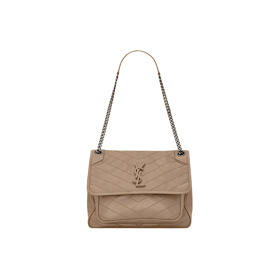 SAINT LAURENT Niki Calfskin Shoulder Bag Medium Women's Taupe