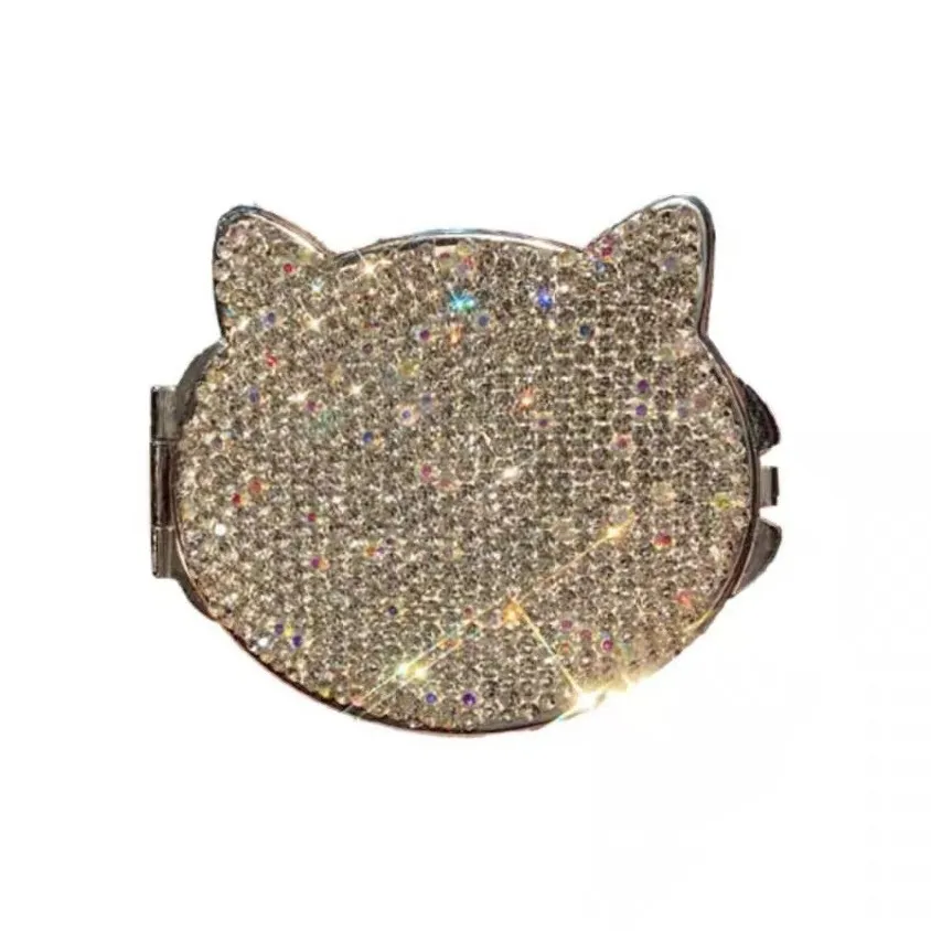 Future Maple Роскошь Кошка Зеркало Креативный Стразы Украшенное Портативный Компактный Зеркало для макияжа Складное Зеркало