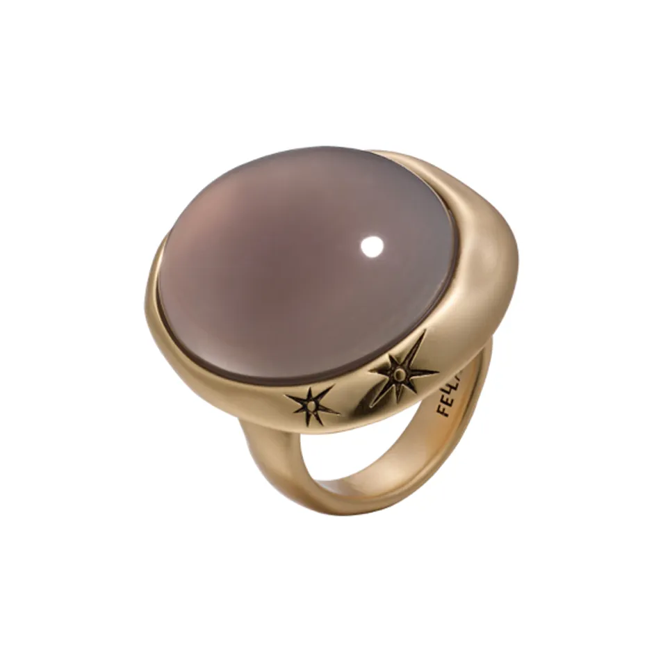 Fellala Сплав 18K золото покрытие Серый Агат Кольца Женские Серый