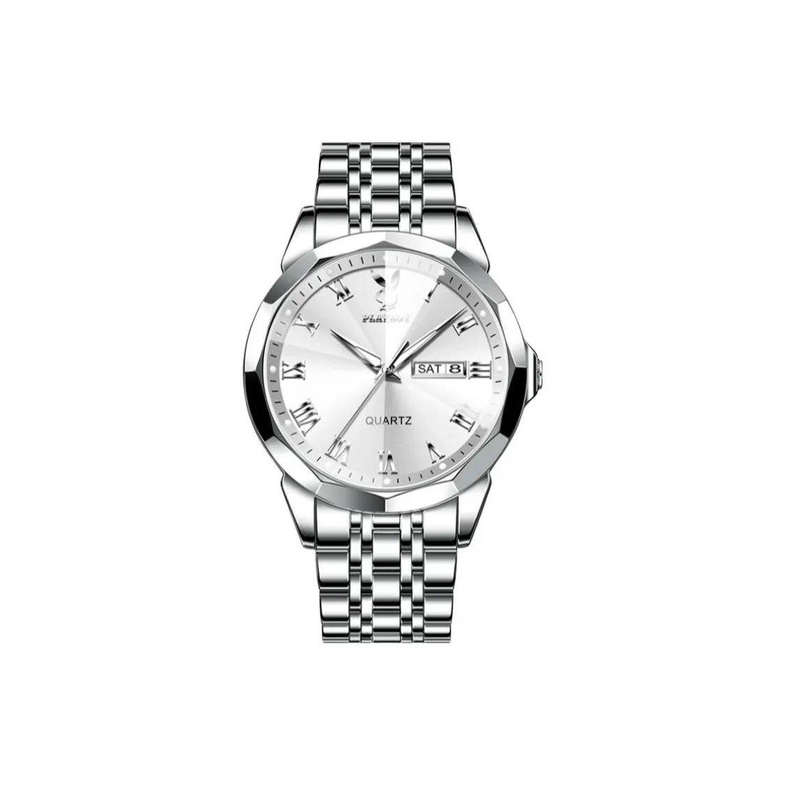 Playboy Roman Collection Кварцевый механизм ремешок из нержавеющей стали мужские часы белый циферблат