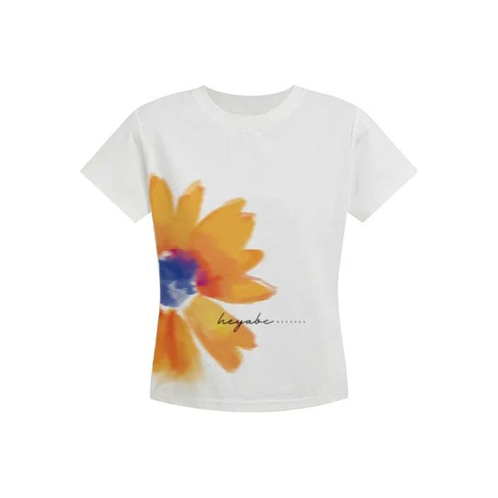 HEYABC Белый Подсолнух Женские Футболки