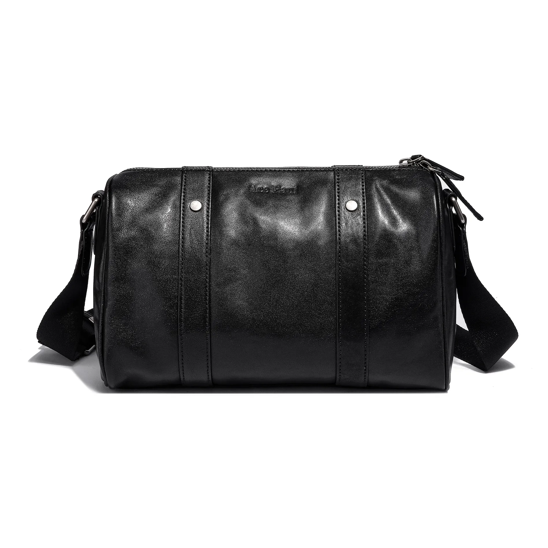 Ace Paul Растительное дубление Коровья кожа Бостонская сумка Сумки через плечо Сумка на плечо Унисекс Черный