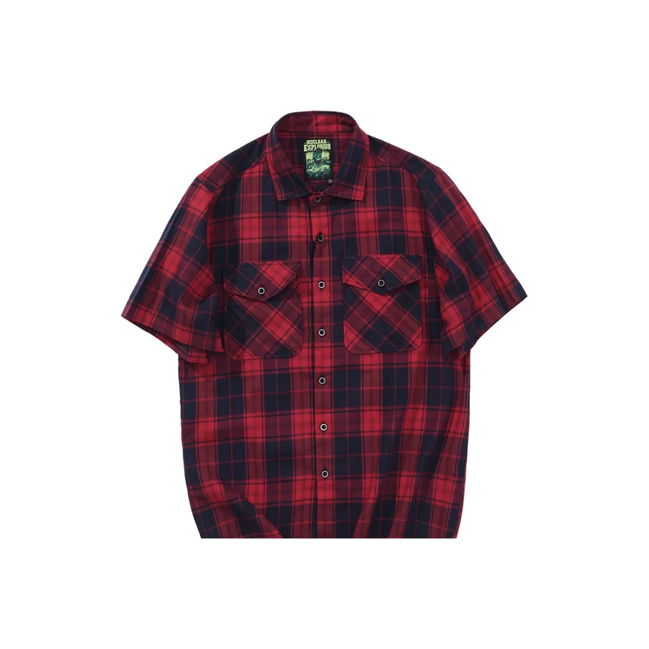NUCLEAR EXPLOSION Красный черный клетчатый унисекс рубашки