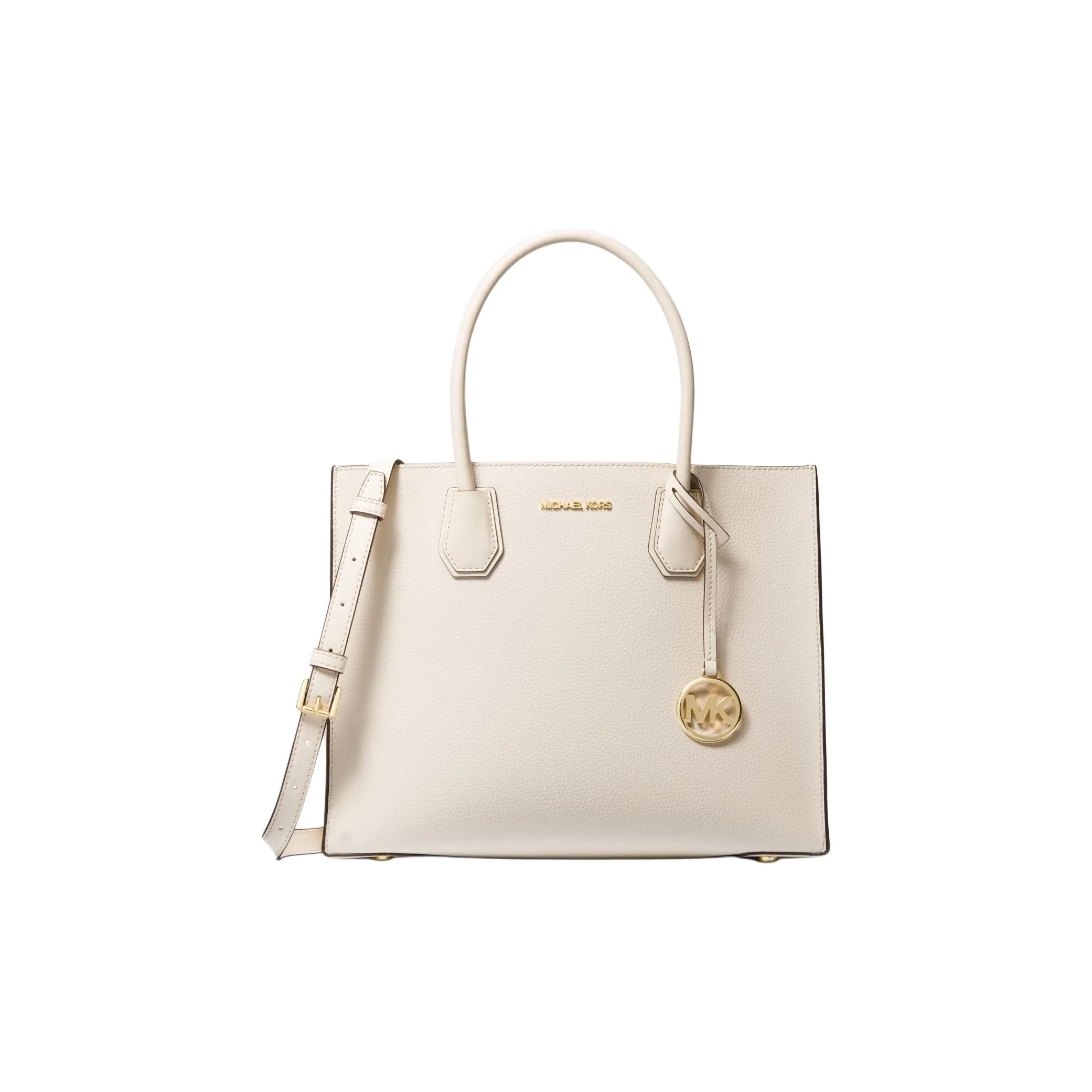 MICHAEL KORS Mercer Pebble Leather Accordion Bag Shoulder Bag Handbag Large Women's Cream