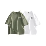 [2 팩] 팜 그린 (블루 그레이 라벨 가슴 로고) + 화이트 (태극 고양이 가슴 로고)