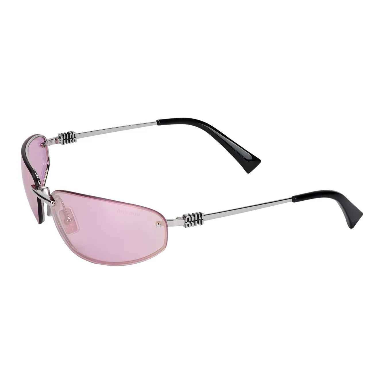 MIU MIU Металл Прямоугольный Солнцезащитные очки Унисекс Стальной Серый