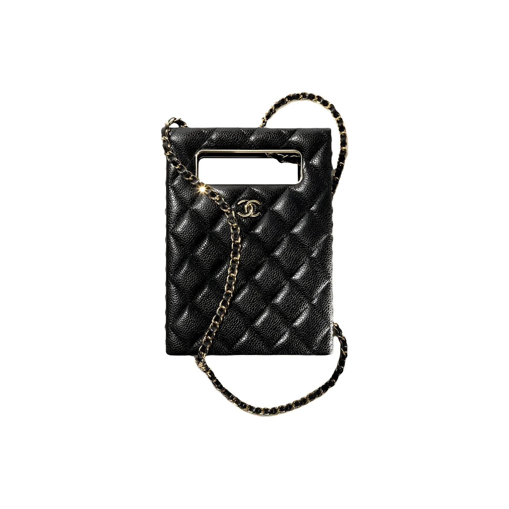 CHANEL Grain Embossed Lambskin Shoulder Bag, Crossbody Bag Women's Black