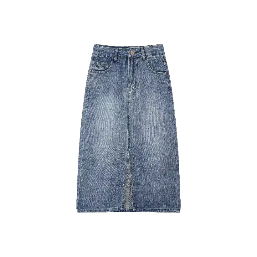 Lan Miao Деним Длинная Юбка Женская