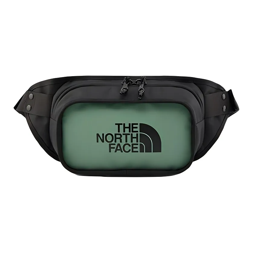 THE NORTH FACE 2L Fanny Pack Outdoor Bag Leather Gray Green Unisex