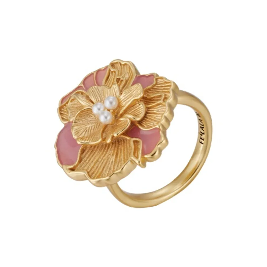Fellala Искусственная жемчужина Кольца Женские Розовый