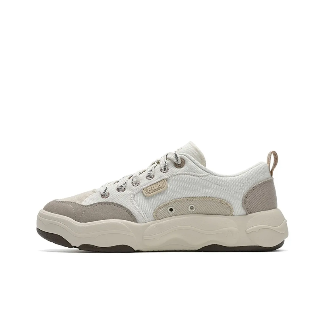 FILA BURGER Hamburger Shoes Wear resistant And Lightweight Low Top Canvas Shoes Men's White Yellow