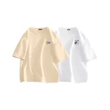 [2 팩] 카키 (블루 그레이 라벨 가슴 로고) + 화이트 (태극 고양이 가슴 로고)