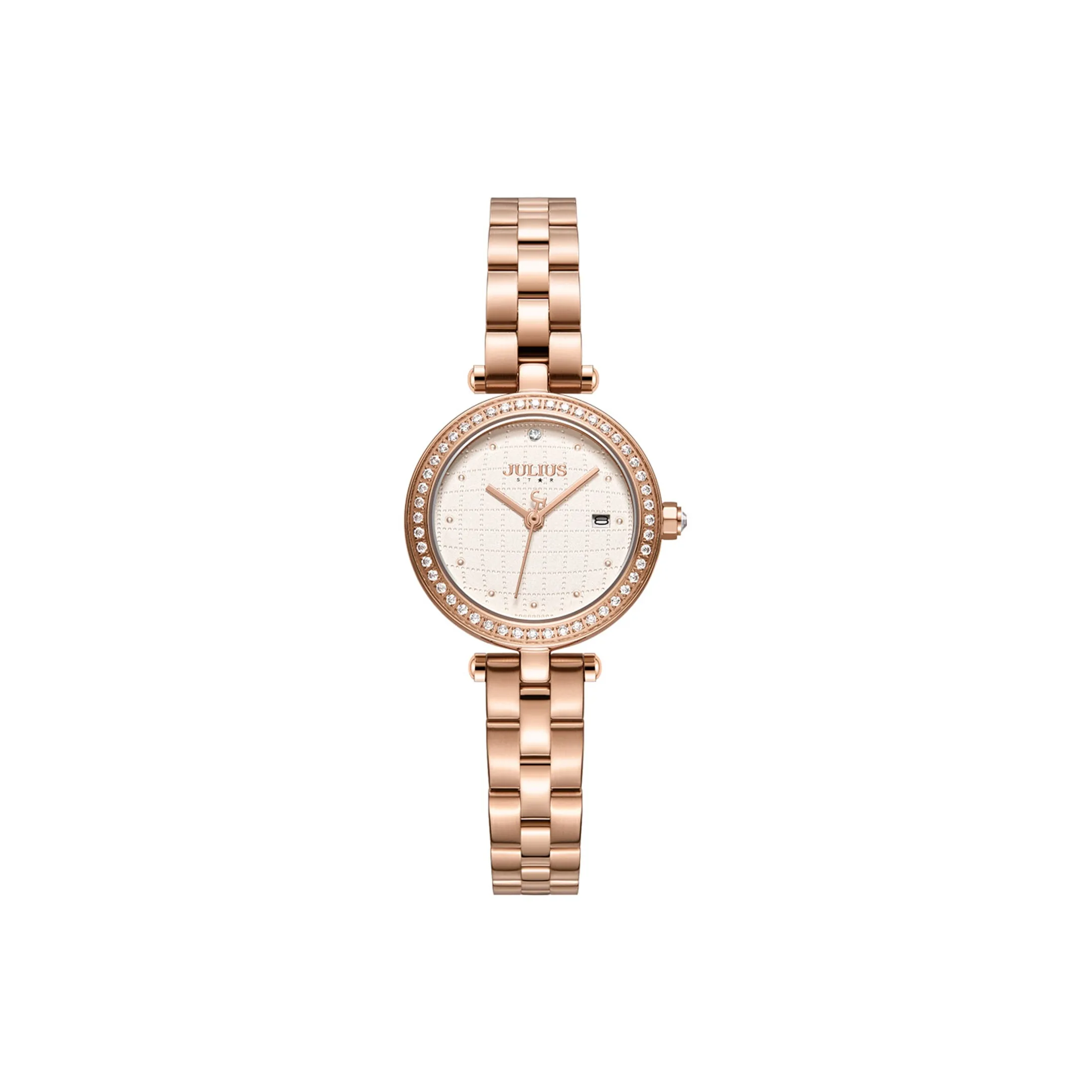 JULIUS JL Кварцевый механизм ремешок из нержавеющей стали женские часы золотой циферблат