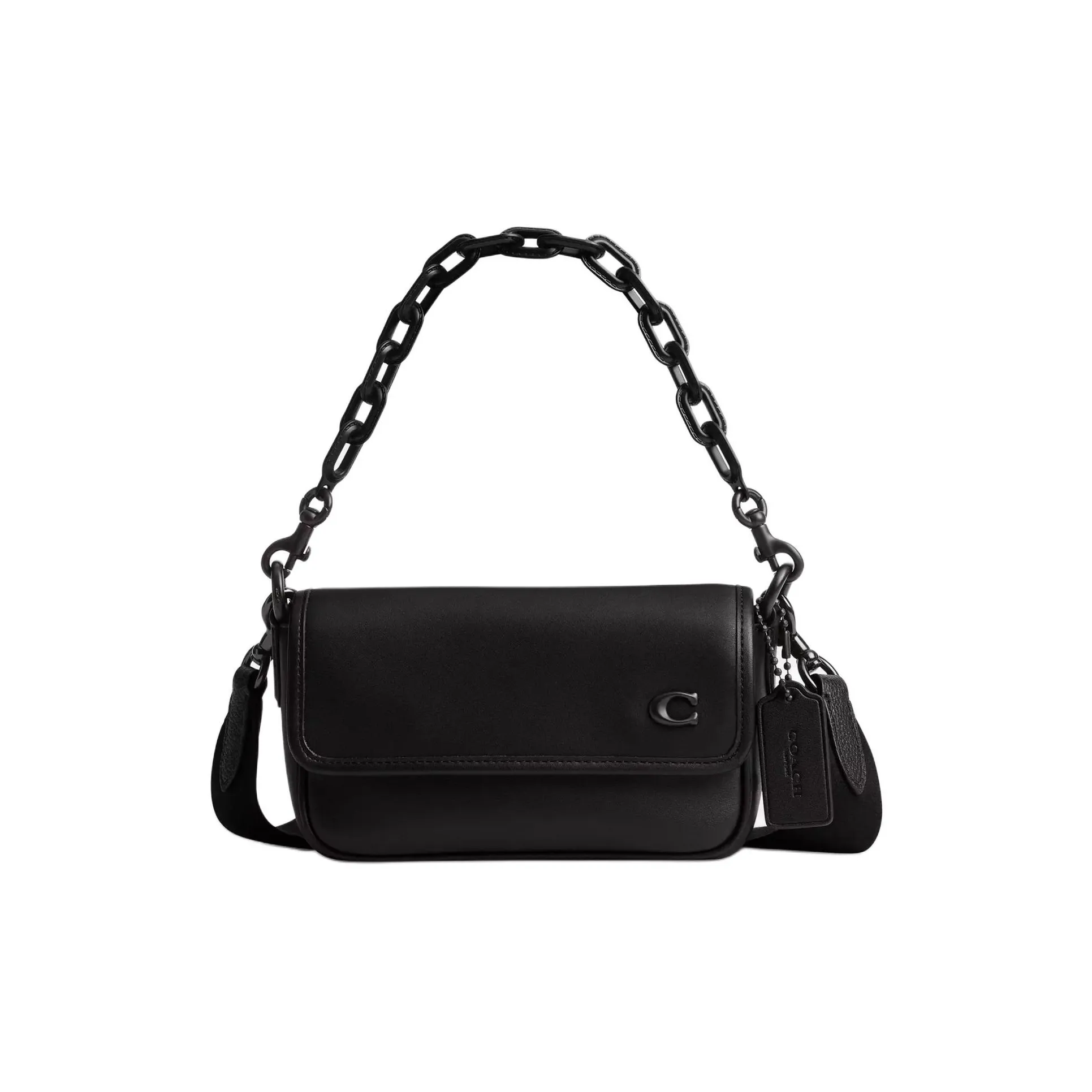 COACH Charter Leather Shoulder Bag Crossbody Bag Small Size Women's Black