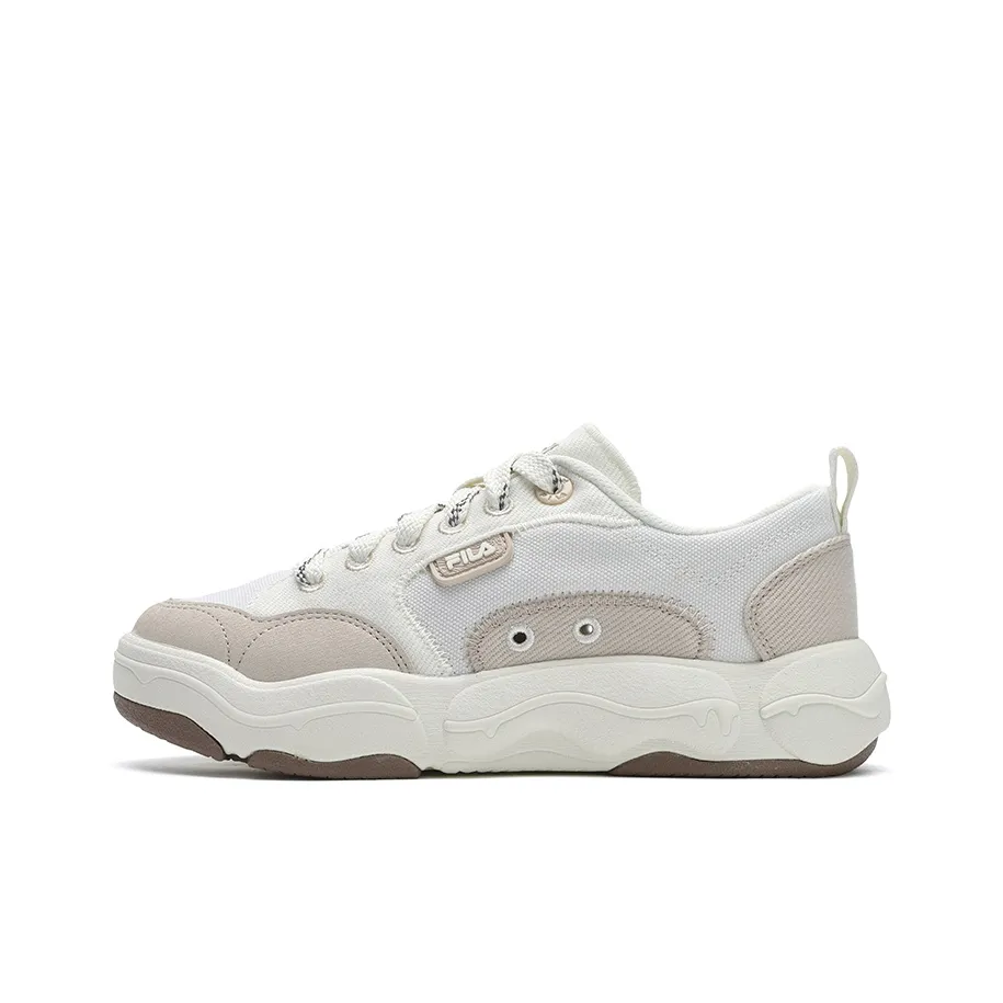 FILA BURGER Hamburger Shoes Breathable And Lightweight Low Top Canvas Shoes Women's White Yellow