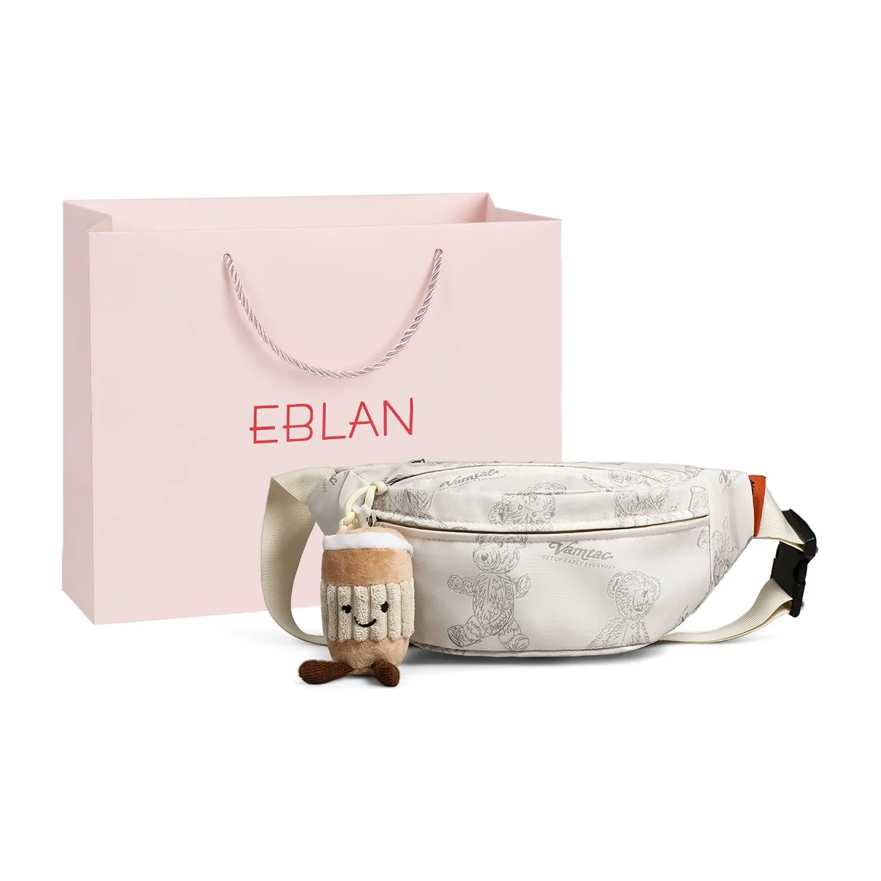 EBLAN Ткань Sling Сумка Стандартная Унисекс Экрю Черный