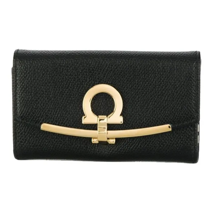 FERRAGAMO Leather Wallet Women's Black