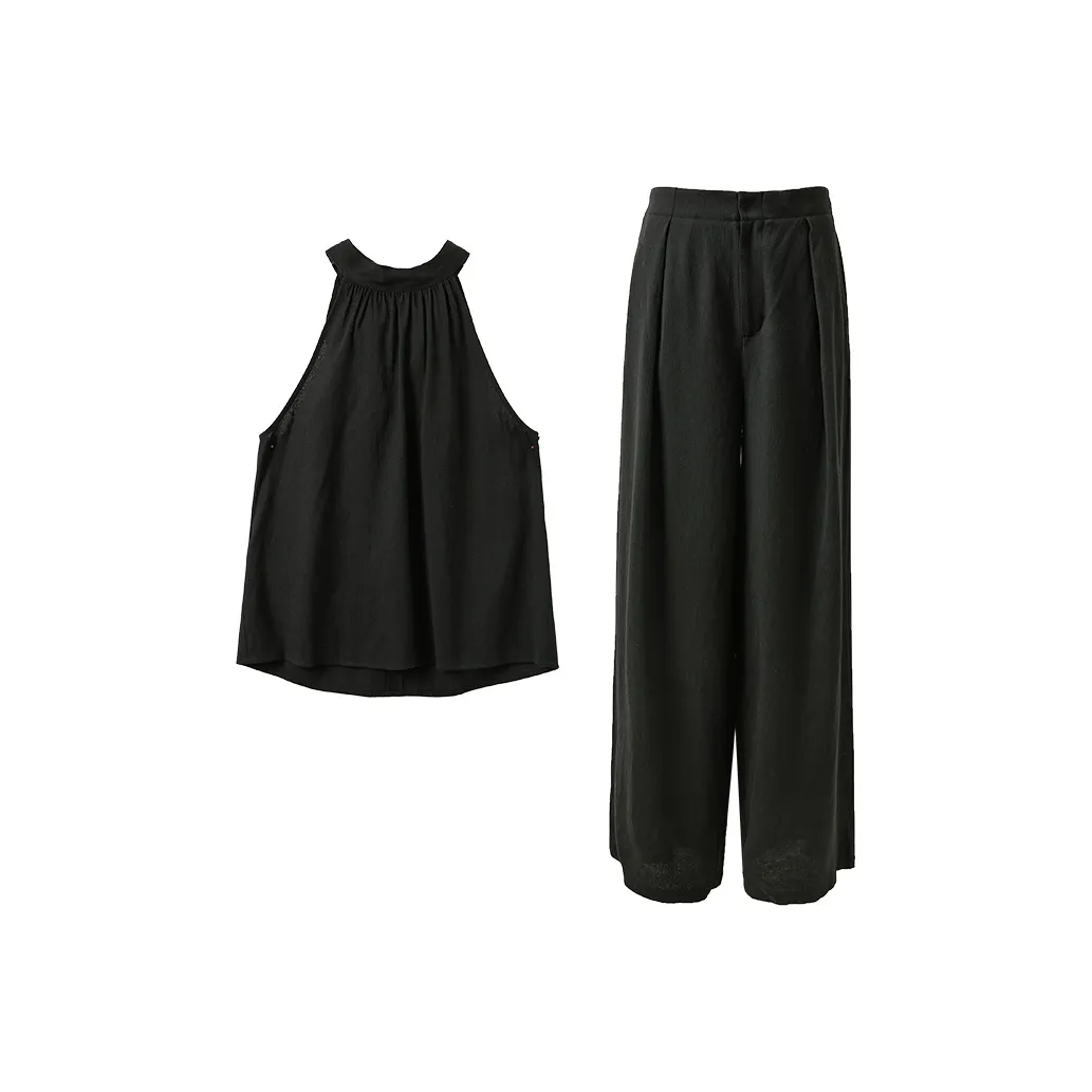 3COLOUR Casual Suits Women's Set Classic Black Top+Pants