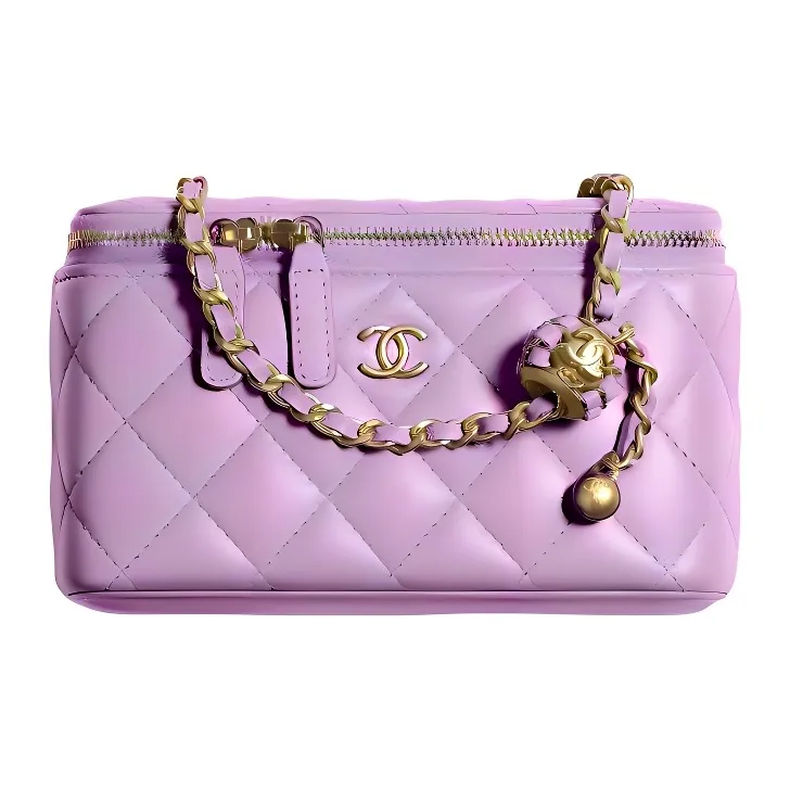 CHANEL 22SS Sheepskin Box Bag, Shoulder Bag, Crossbody Bag Women's Purple
