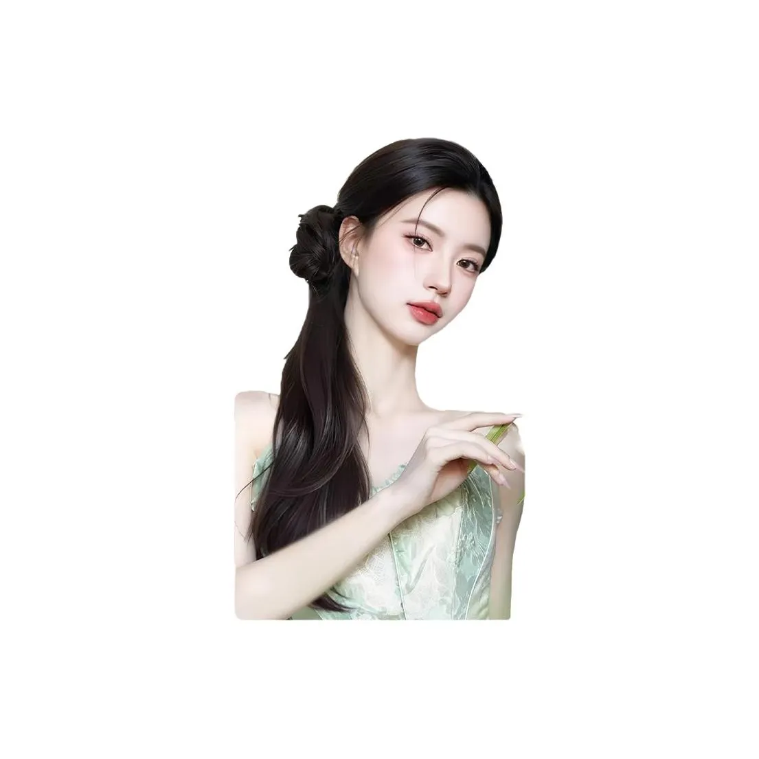 QIYEXUE Перука с низкой хвостик Новый китайский стиль Имитация волос Ancient Стиль Позиционирование Боковая сторона Низкая косичка