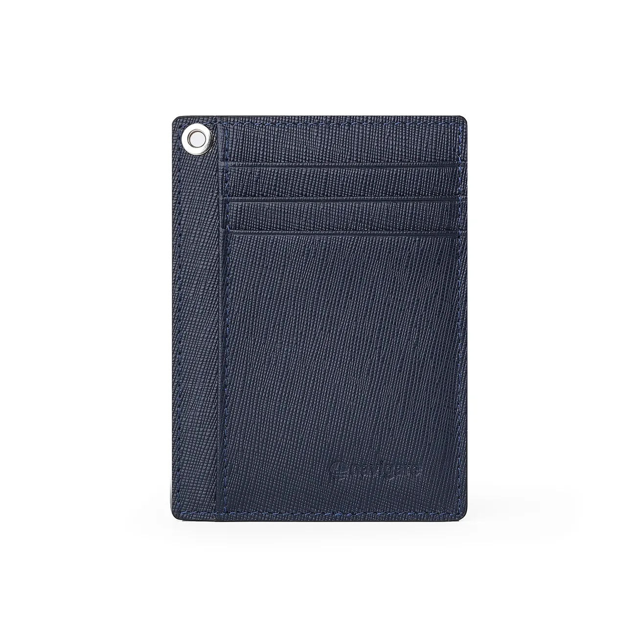 NAVIGARE Cow Leather Textile Business Card Holder Regular Men's Blue Black