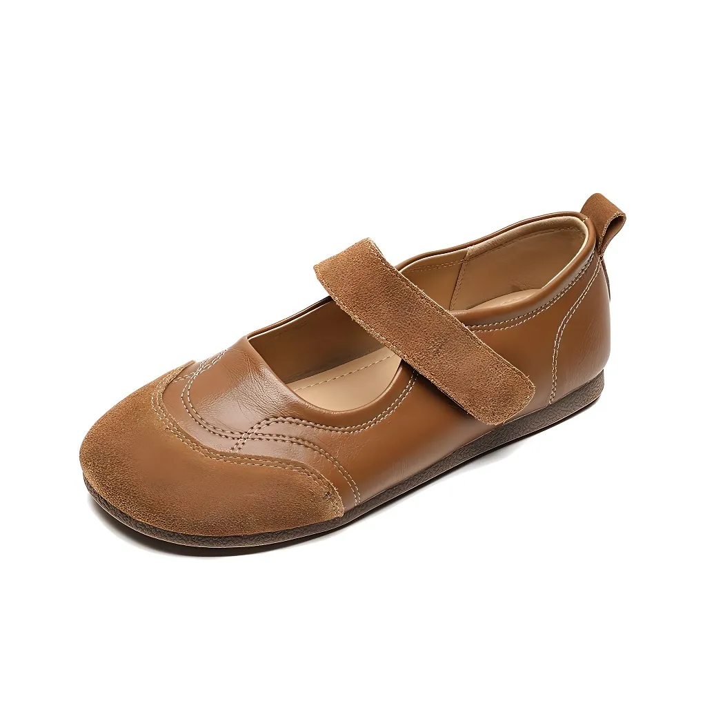 WEISHIBANGWEI Туфли Mary Jane с плоской подошвой 1 см женские коричневые