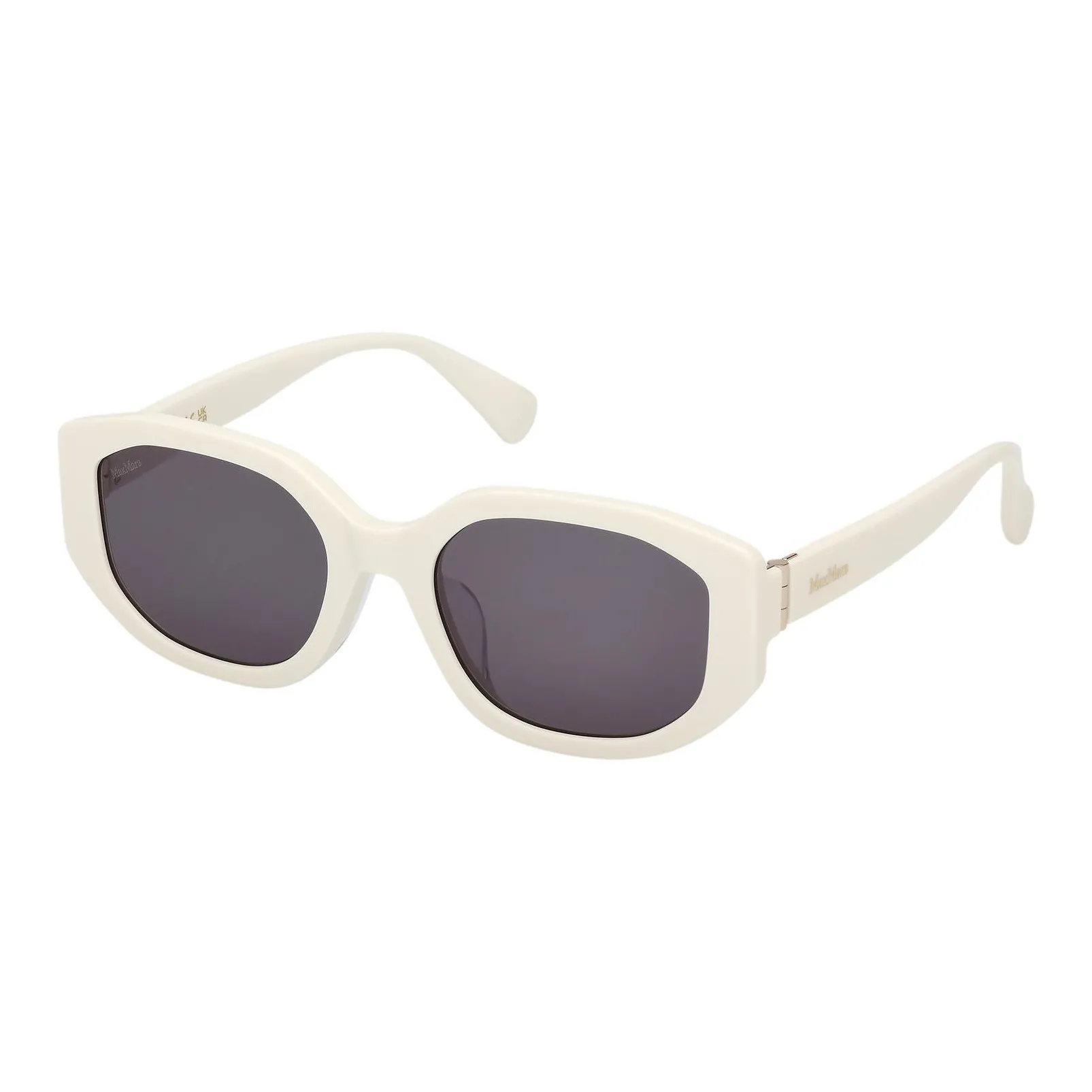 MaxMara Plate Frame Irregular Shape Sunglasses Unisex White