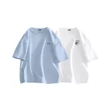 [2 팩] 아이스 블루 (블루 그레이 라벨 가슴 로고) + 화이트 (태극 고양이 가슴 로고)