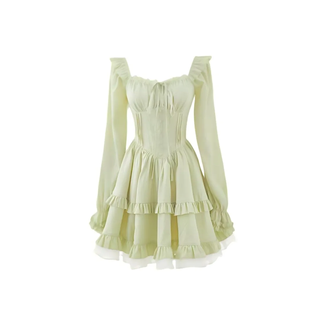 Incolore Длинное платье с длинными рукавами женское светло-зеленое