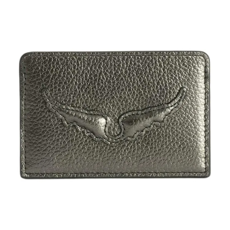 Zadig & Voltaire Cow Leather Card Holder Women's Gunmetal