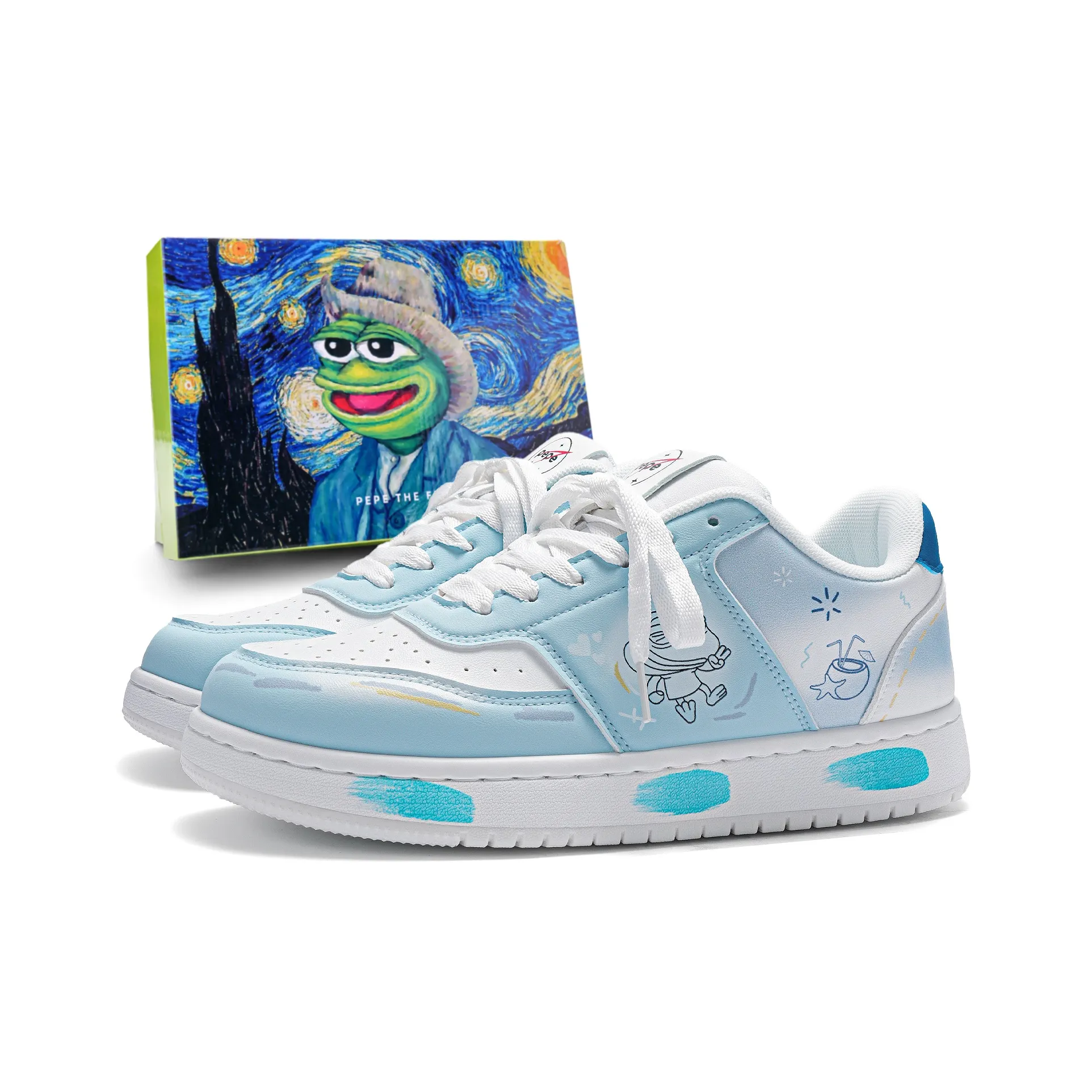 Pepe The Frog Низкие Кроссовки для Скейтбординга Унисекс